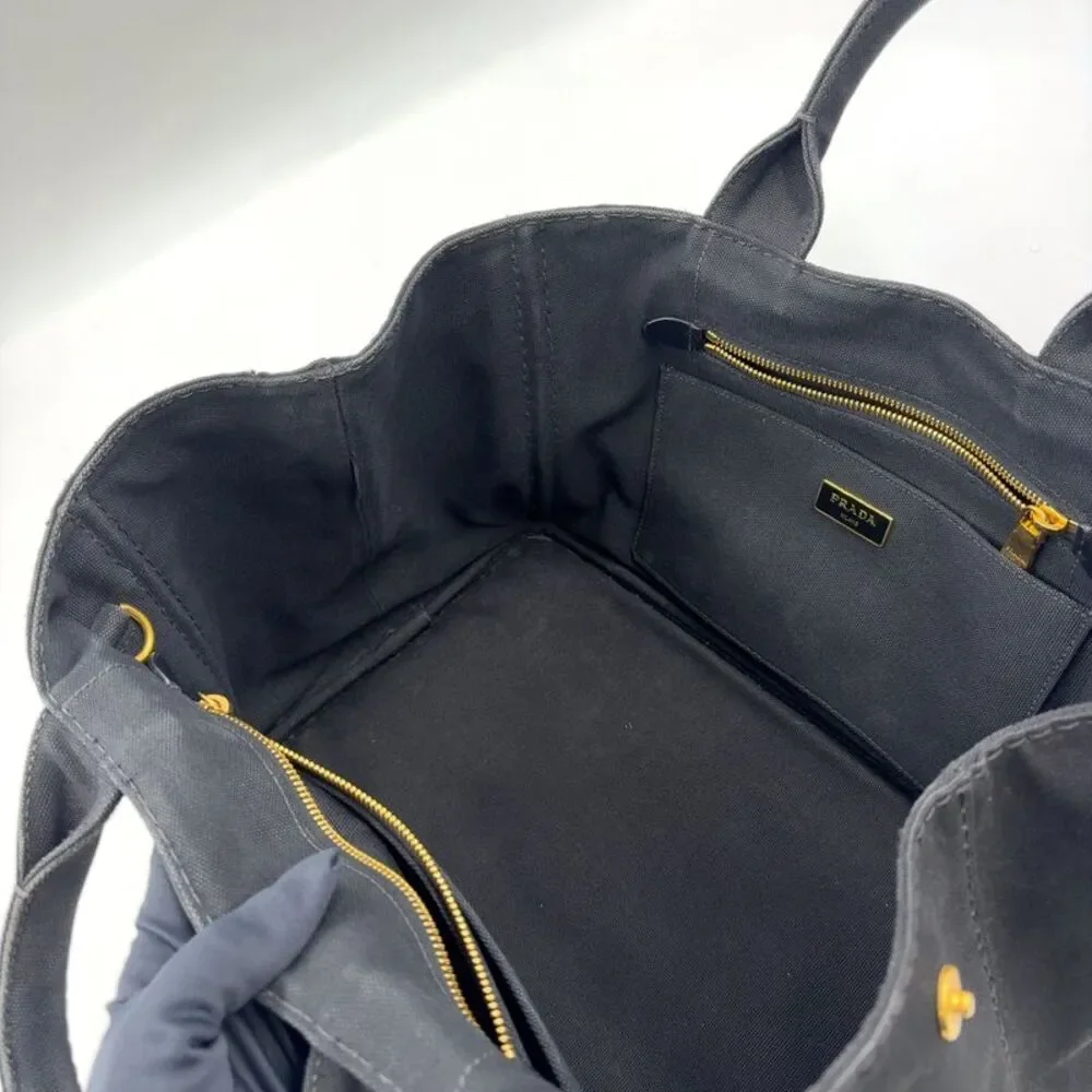 PRADA Kanapa Canvas Tote Bag Black